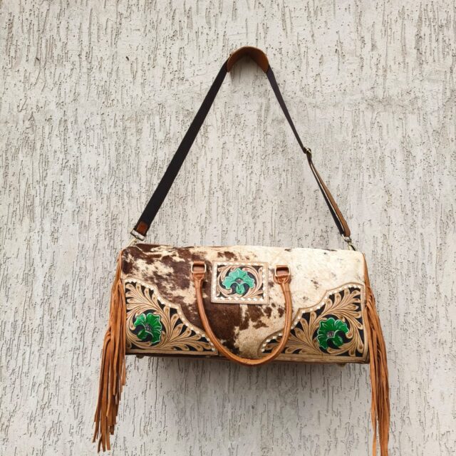 HEAT TOOLED HAIR ON DUFFLE TAN