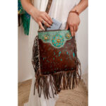 Cowhide Tooling Carving Fringe Bag - Image 4