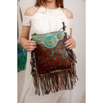 Cowhide Tooling Carving Fringe Bag - Image 5