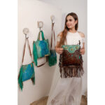 Cowhide Tooling Carving Fringe Bag