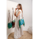 Cowhide Tooling Carving Fringe Bag - Image 7