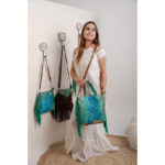 Cowhide Tooling Carving Fringe Bag