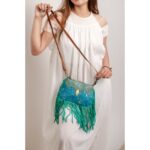 Cowhide Tooling Carving Fringe Bag - Image 3
