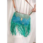 Cowhide Tooling Carving Fringe Bag