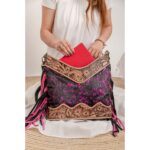 Cowhide Tooling Carving Handbag Bag - Image 6