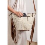 Cowhide Tooling Carving Fringe Bag - Image 5