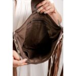 Cowhide Tooling Carving Fringe Bag - Image 8