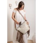Cowhide Tooling Carving Fringe Bag - Image 2