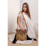 Cowhide Tooling Carving Fringe Bag
