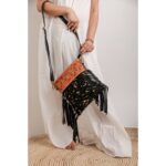 Cowhide Tooling Carving Fringe Bag