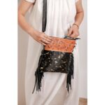 Cowhide Tooling Carving Fringe Bag - Image 4