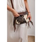 Cowhide Tooling Carving Fringe Bag - Image 4