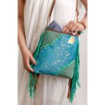 Cowhide Tooling Carving Fringe Bag - Image 2