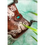 Cowhide Tooling Carving Fringe Bag - Image 2