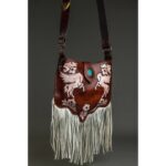 Cowhide Tooling Carving Fringe Bag