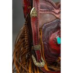 Cowhide Tooling Carving Fringe Bag - Image 2