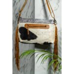 Cowhide Tooling Carving Fringe Bag