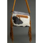 Cowhide Tooling Carving Fringe Bag - Image 3