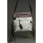 Cowhide Tooling Carving Fringe Bag