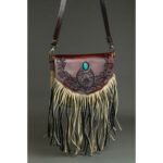 Cowhide Tooling Carving Fringe Bag