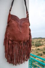 Cowhide Tooling Carving Fringe Bag - Image 8