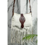 Cowhide Tooling Carving Fringe Bag