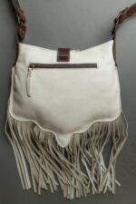 Cowhide Tooling Carving Fringe Bag - Image 3
