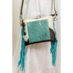 Cowhide Tooling Carving Fringe Bag - Image 3