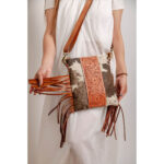 Cowhide Tooling Carving Fringe Bag