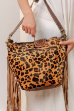 Cowhide Tooling Carving Fringe Bag - Image 6