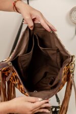Cowhide Tooling Carving Fringe Bag - Image 8
