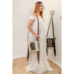 Cowhide Tooling Carving Fringe Bag
