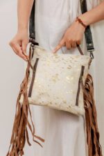 Cowhide Tooling Carving Fringe Bag - Image 5