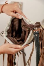 Cowhide Tooling Carving Fringe Bag - Image 9