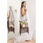 Cowhide Tooling Carving Fringe Bag
