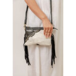 Cowhide Tooling Carving Fringe Bag