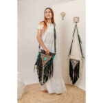 Cowhide Tooling Carving Fringe Bag