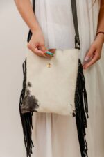 Cowhide Tooling Carving Fringe Bag - Image 4