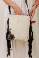 Cowhide Tooling Carving Fringe Bag - Image 6