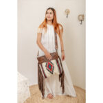 Cowhide Tooling Carving Fringe Bag