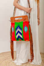 Cowhide Tooling Carving Fringe Bag - Image 3