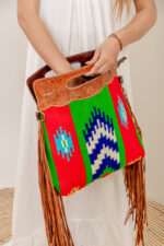 Cowhide Tooling Carving Fringe Bag - Image 5