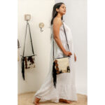 Cowhide Tooling Carving Fringe Bag