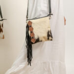 Cowhide Tooling Carving Fringe Bag - Image 3