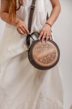 Cowhide Tooling Carving Sling Bag - Image 3