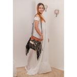 Cowhide Tooling Carving Fringe Bag