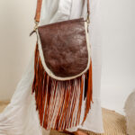 Cowhide Tooling Carving Fringe Bag - Image 5