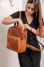 Cowhide Tooling Carving Backpack - Image 9