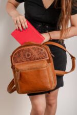 Cowhide Tooling Carving Backpack - Image 3