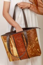 Cowhide Tooling Carving Handbag - Image 3